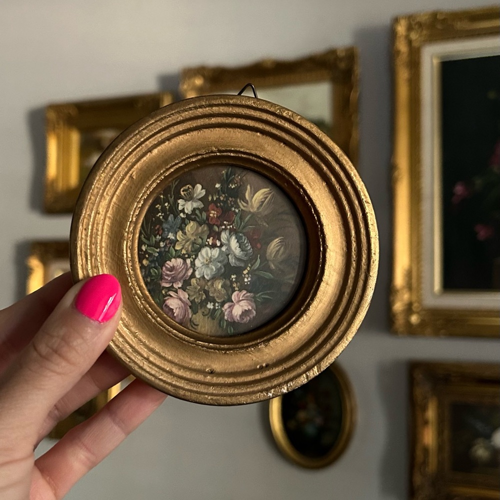 Italian Gold Framed Floral Miniature Floral Art PRINT